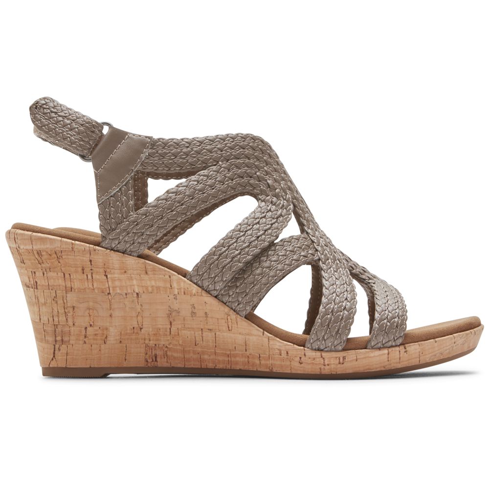 Rockport Briah Braided - Womens Wedges Sandals - Taupe - NZ (ATX-250183)